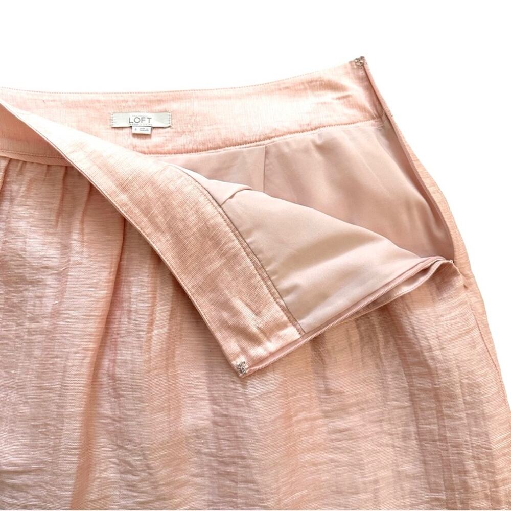 Ann Taylor Loft Skirt Pink Linen Blend Pockets Lined Full Mini Skirt Size 6 - Picture 5 of 11
